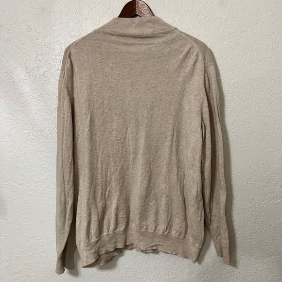 Vineyard Vines Mens Tan Quarter Zip Pullover Sweater Size L Cotton Whale‎ Logo - Picture 6 of 6